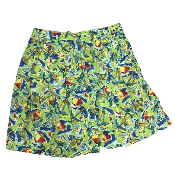 Vintage Jantzen Classics Shorts size 10 Green Blue Beach Boating Tropical Ocean - Picture 1 of 10